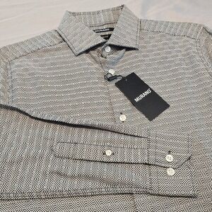 Murano Slim Fit Small Woven Heavier Black & White Geo Pattern NWT L1008